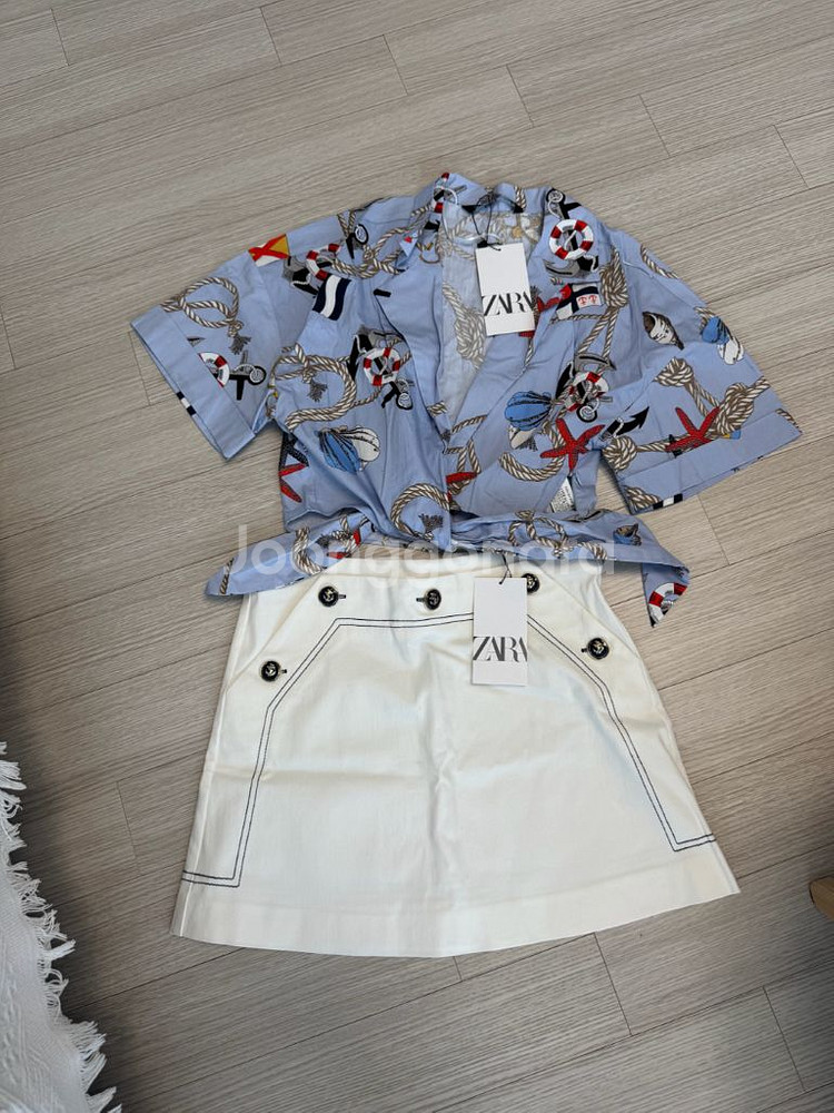 세트) 자라 zara 마린 프린트 셔츠 S 스커트--0