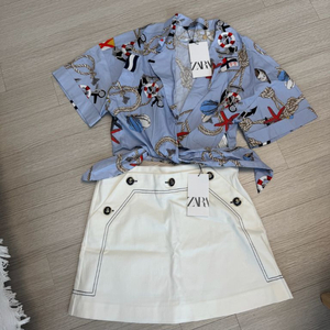 세트) 자라 zara 마린 프린트 셔츠 S 스커트