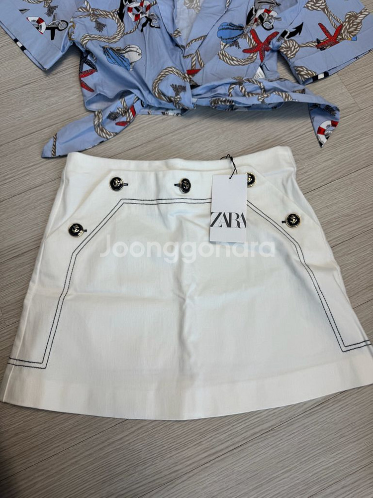 세트) 자라 zara 마린 프린트 셔츠 S 스커트--1