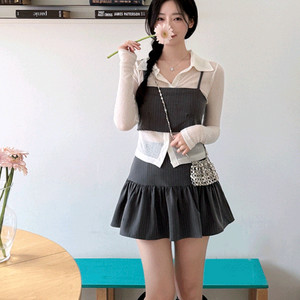 멀리뉴 스트라이프 미니스커트 세트(셔츠까지 포함)
