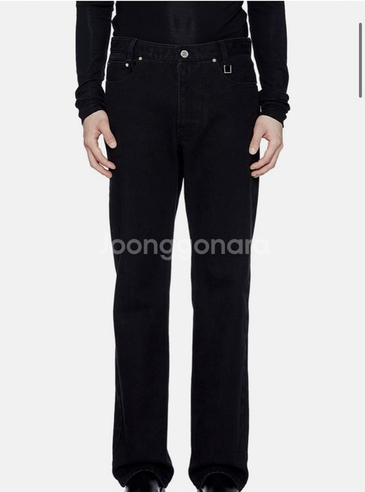 우영미 롱스트레이트 흑청 데님 22ss--8