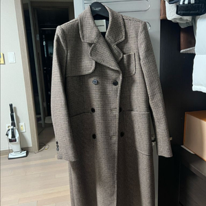 산드로 울 체크 코트 36