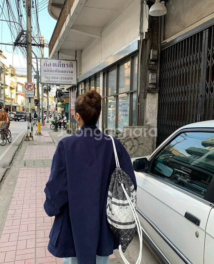 <새상품> 샤넬 스트링 백팩 그레이--2