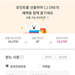 CJone 포인트 선물하기 2만 포인트-19200원