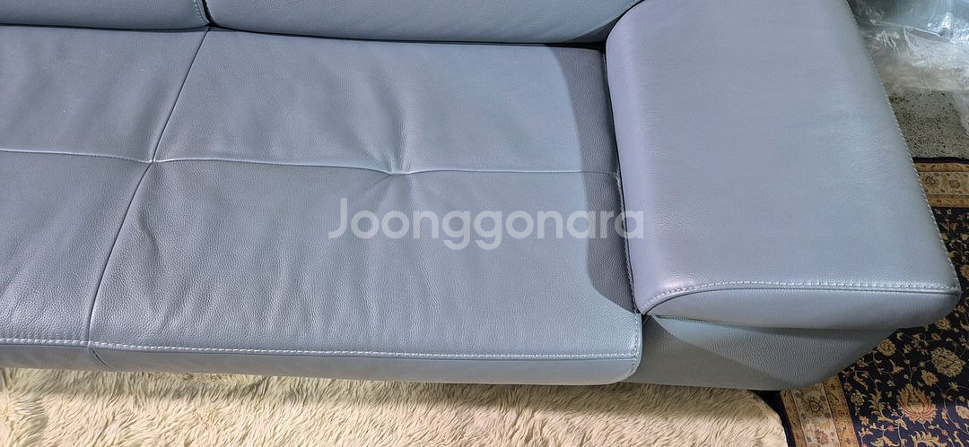 자코모 슈렁큰 천연 통가죽 4인 소파쇼파+스툴--2