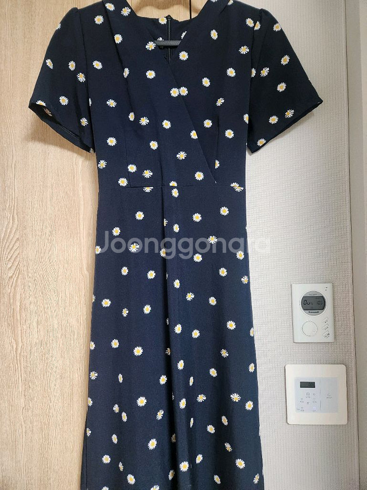 네이비 꽃프린트 롱원피스--2