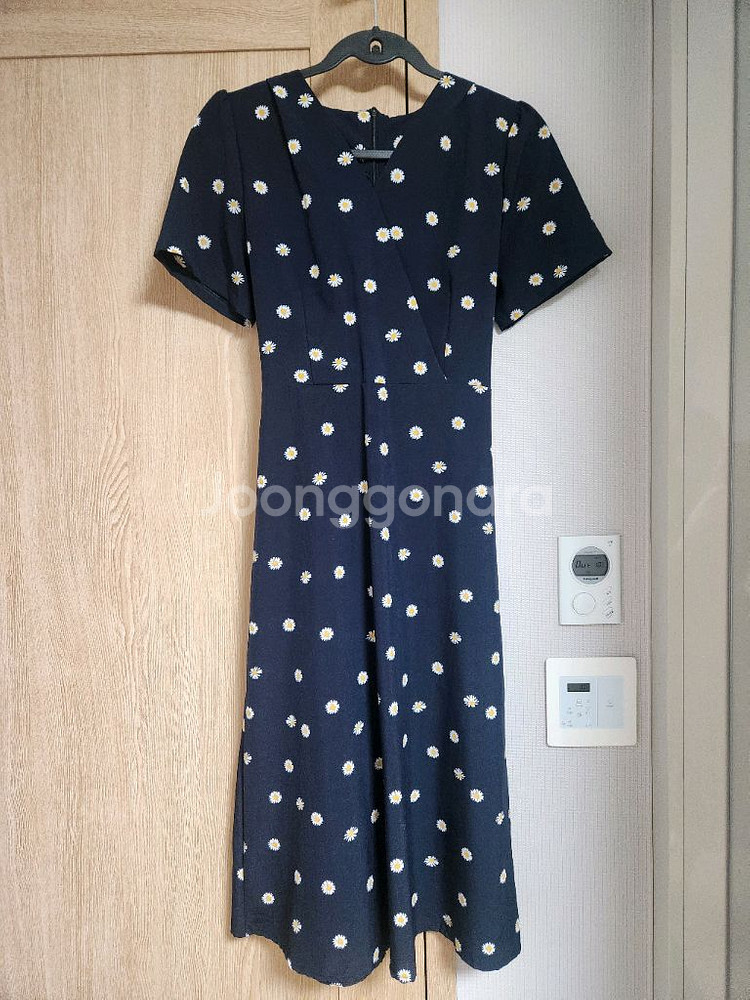 네이비 꽃프린트 롱원피스--1