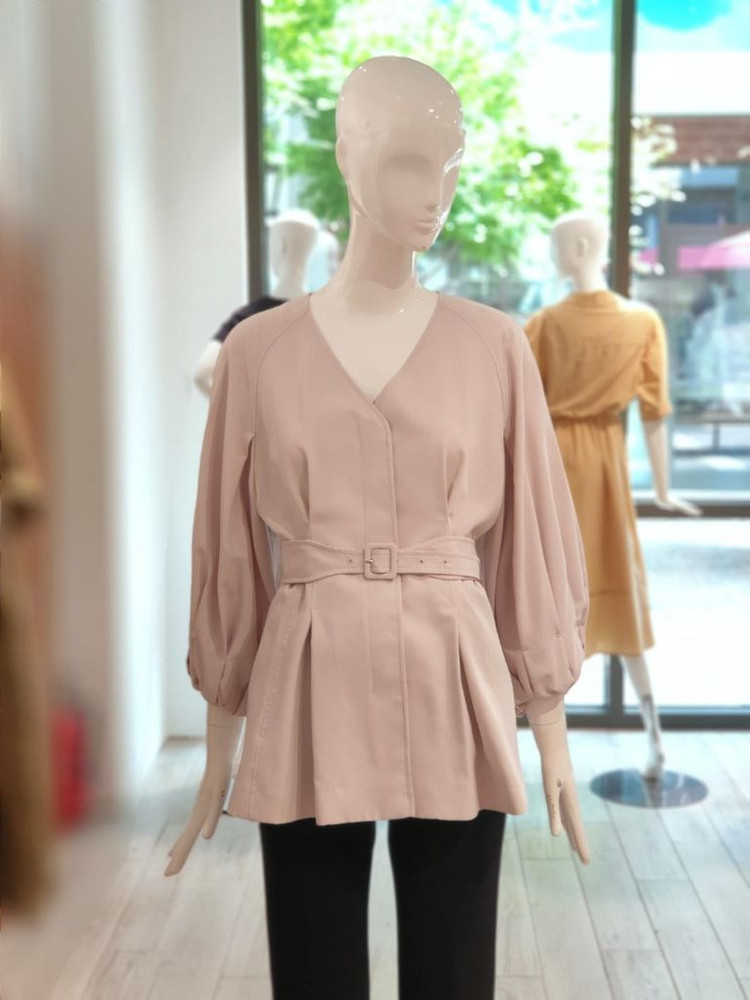 지컷 볼륨 소매 블라우스 베이지 55 (새상품)--4