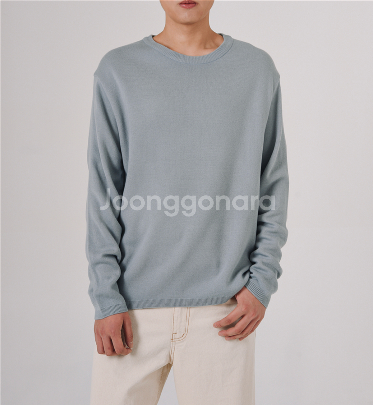 무신사 파인 울 세미오버 니트 스카이 블루(M)새상품--2