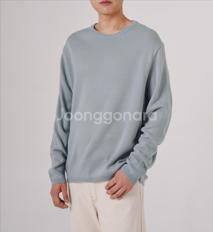 무신사 파인 울 세미오버 니트 스카이 블루(M)새상품--1