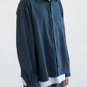 [3]해칭룸 크롭 셔츠 워시드 딥블루 컬러 팝니다.