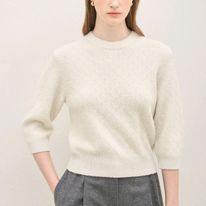 한섬팸셀 더캐시미어 캐시미어 블렌드 하프 슬리브 니트