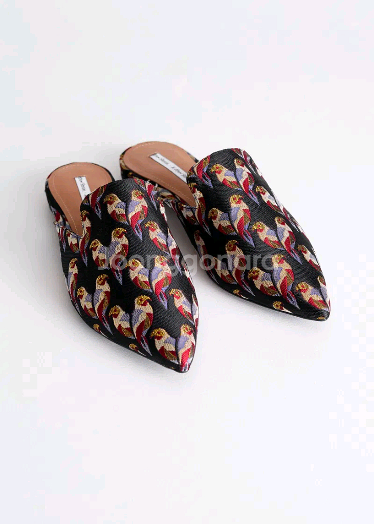 [37] 앤아더스토리즈 자수 패턴 자카드 뮬 슬리퍼--0