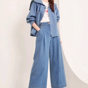 (한섬/ 마인)세일러카라 세일러칼라 데님점퍼 데님자켓