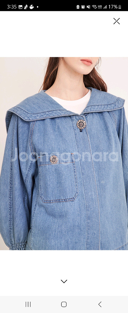 (한섬/ 마인)세일러카라 세일러칼라 데님점퍼 데님자켓--3