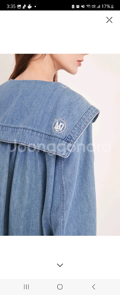 (한섬/ 마인)세일러카라 세일러칼라 데님점퍼 데님자켓--5