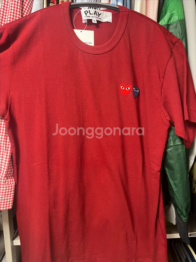 (새상품)꼼데가르송 더블하트 반팔티--0