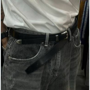 인스펙터 302 미니멀 더블 레이어드 벨트 블랙 미듐