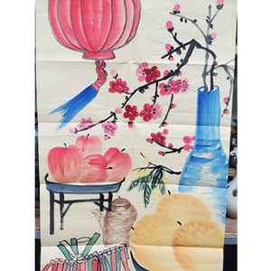 [골동품] 중국유명화가 오창석 세모청화도 그림