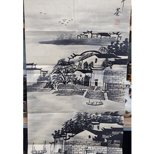[골동품] 중국유명화가 오관중 강남수향도 그림