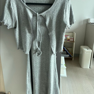 온드민 니트원피스+반팔가디건 그레이 새상품