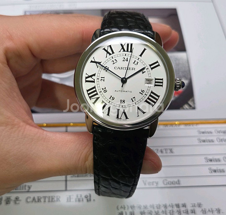 까르띠에 롱드솔로XL 실버로만 42mm 블루핸즈 오토매--1
