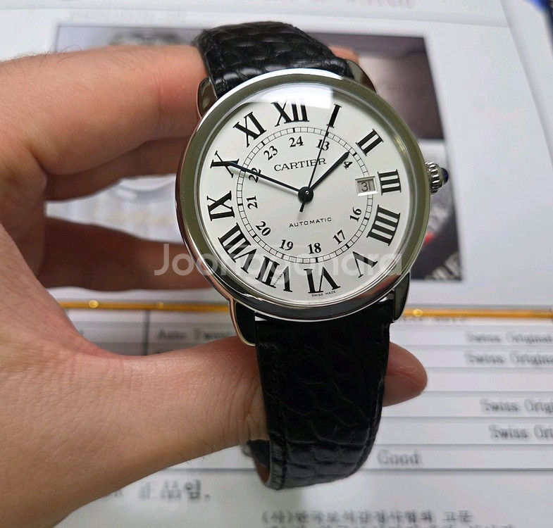 까르띠에 롱드솔로XL 실버로만 42mm 블루핸즈 오토매--2