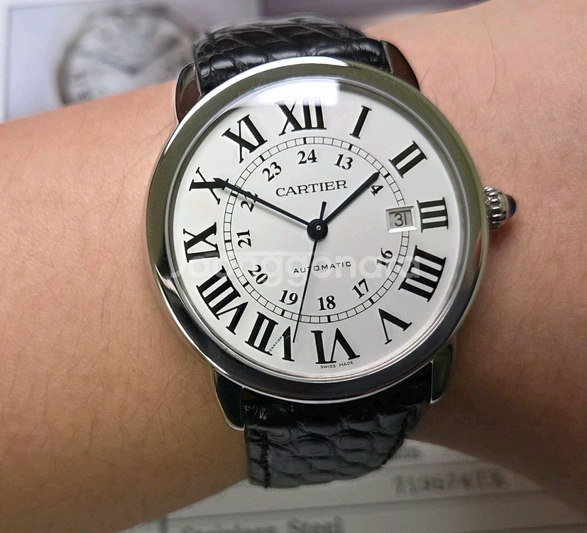 까르띠에 롱드솔로XL 실버로만 42mm 블루핸즈 오토매--4