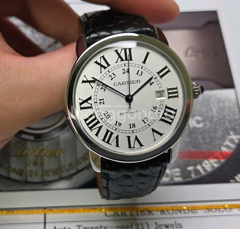 까르띠에 롱드솔로XL 실버로만 42mm 블루핸즈 오토매--9