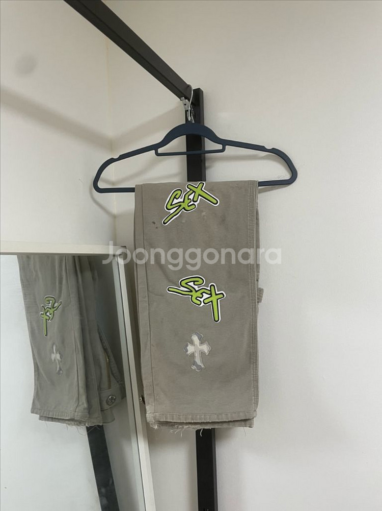 정품 칼하트 크롬하츠 리메이크 데님 카고 팬츠 청바지--1