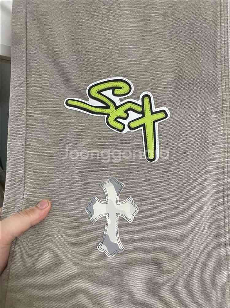 정품 칼하트 크롬하츠 리메이크 데님 카고 팬츠 청바지--2