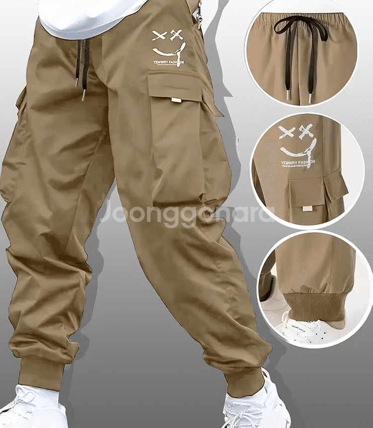 오버핏 남성 카고바지 XL(38) 카키색 새상품 판매--0