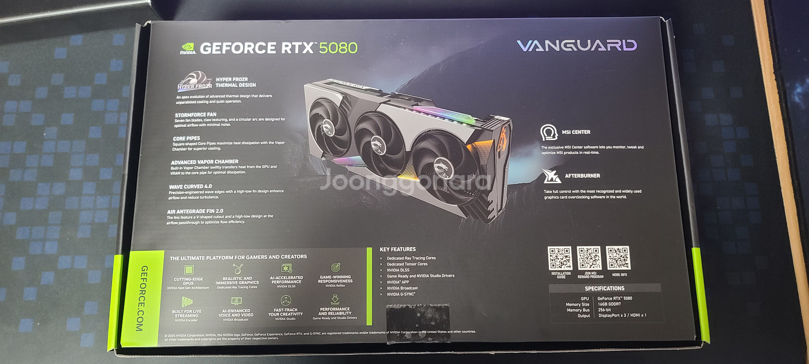RTX 5080 뱅가드 풀박스 판매합니다.--0