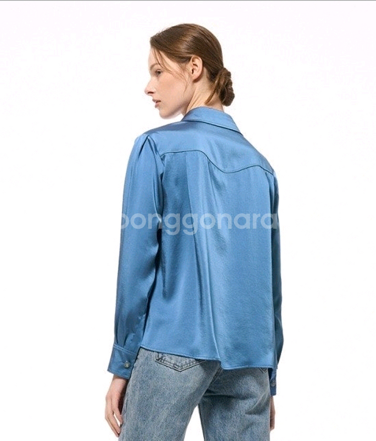 한섬 타임 오픈 칼라 포켓 셔츠--1