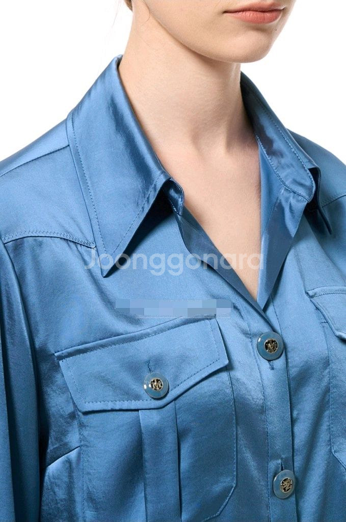 한섬 타임 오픈 칼라 포켓 셔츠--2