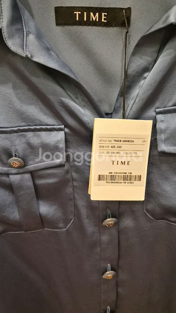 한섬 타임 오픈 칼라 포켓 셔츠--8