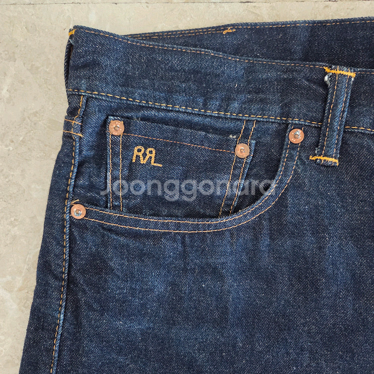 RRL 스트레이트핏 원스 워시 셀비지 진--1