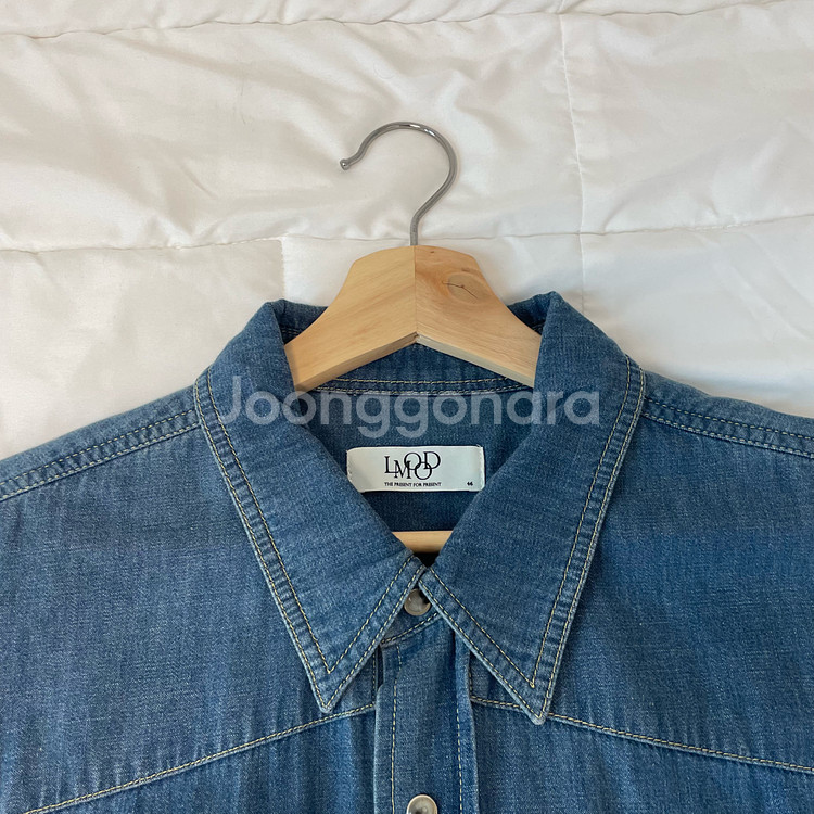 엘무드 테리 데님 셔츠 미들 블루 판매합니다.--2