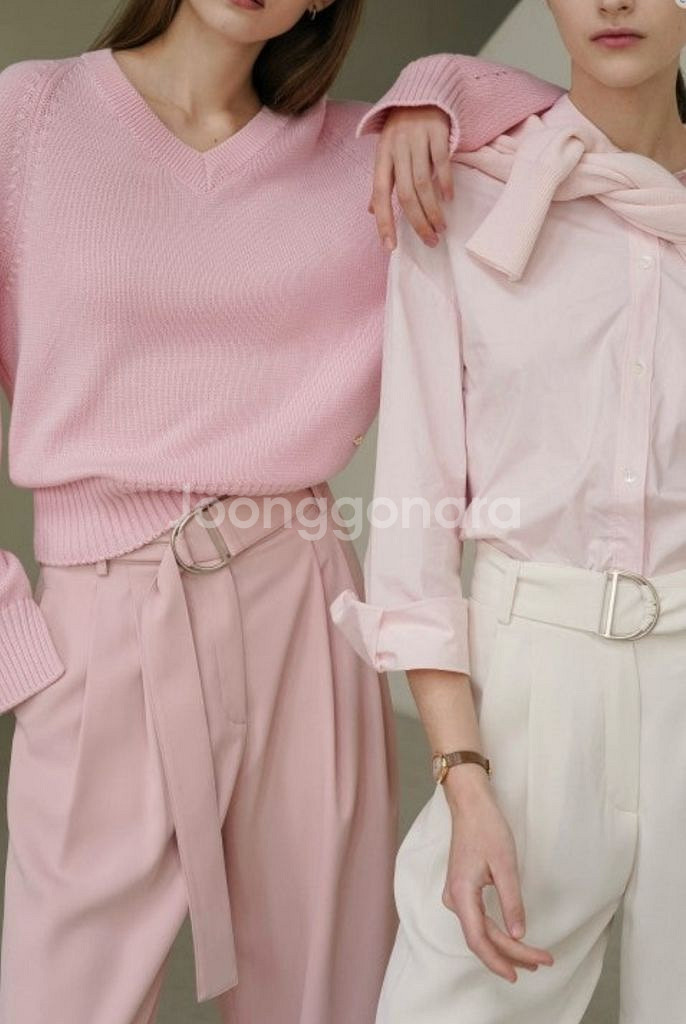 유메르 루 래글런 브이 니트 핑크--3