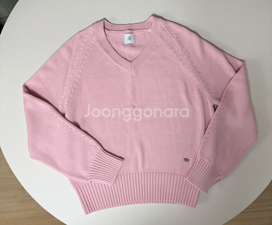 유메르 루 래글런 브이 니트 핑크--4