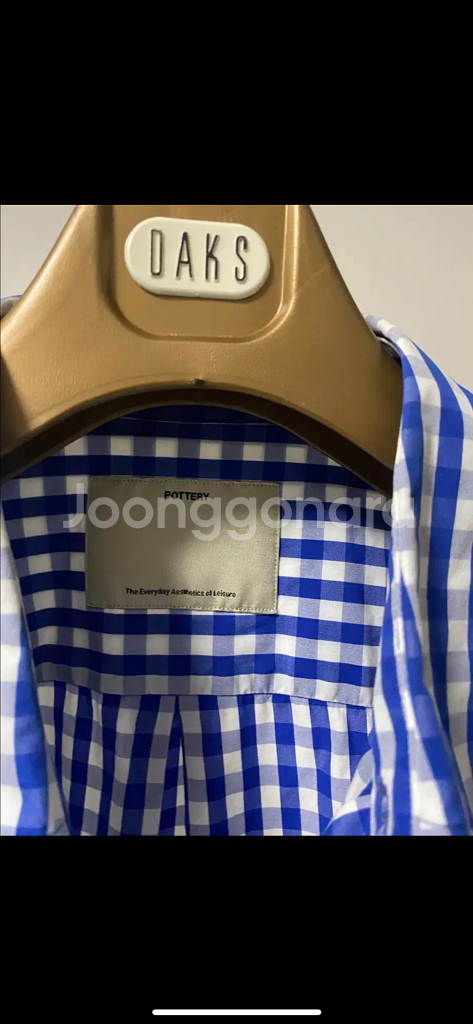 포터리 깅엄셔츠 블루--5