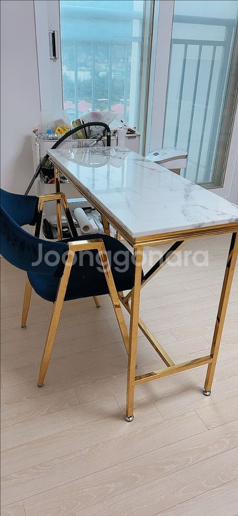 화장대 대리석 테이블+의자--1