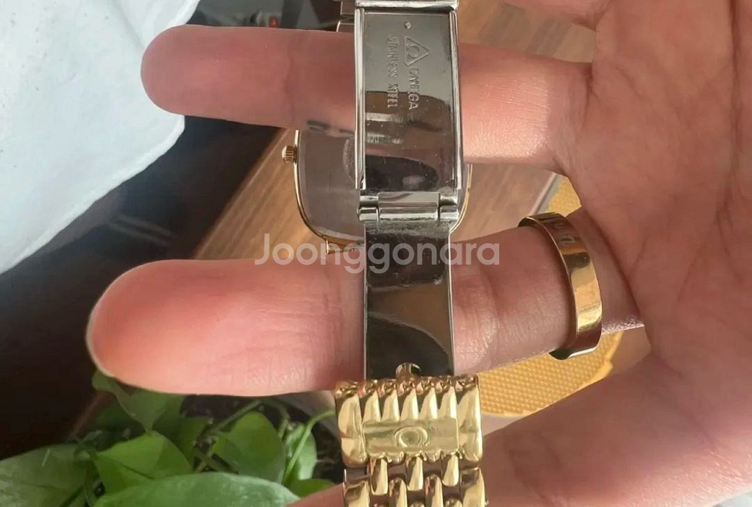 오메가 드빌 금장 쿼츠 도금 폴리싱 완료 양각 버건디--2
