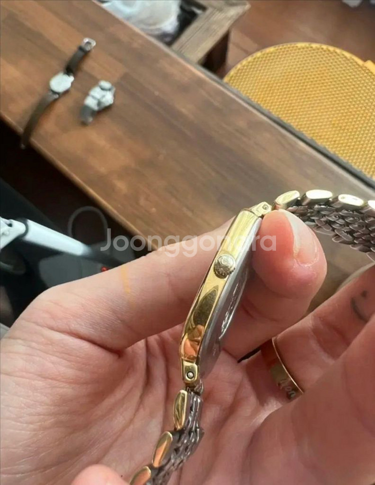 오메가 드빌 금장 쿼츠 도금 폴리싱 완료 양각 버건디--1