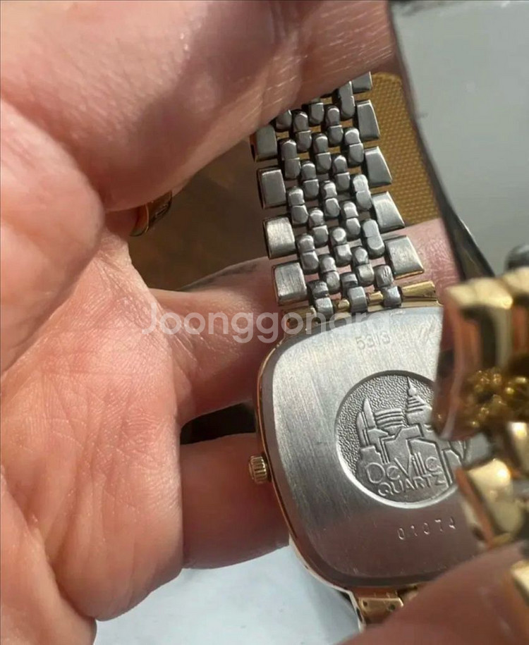 오메가 드빌 금장 쿼츠 도금 폴리싱 완료 양각 버건디--3