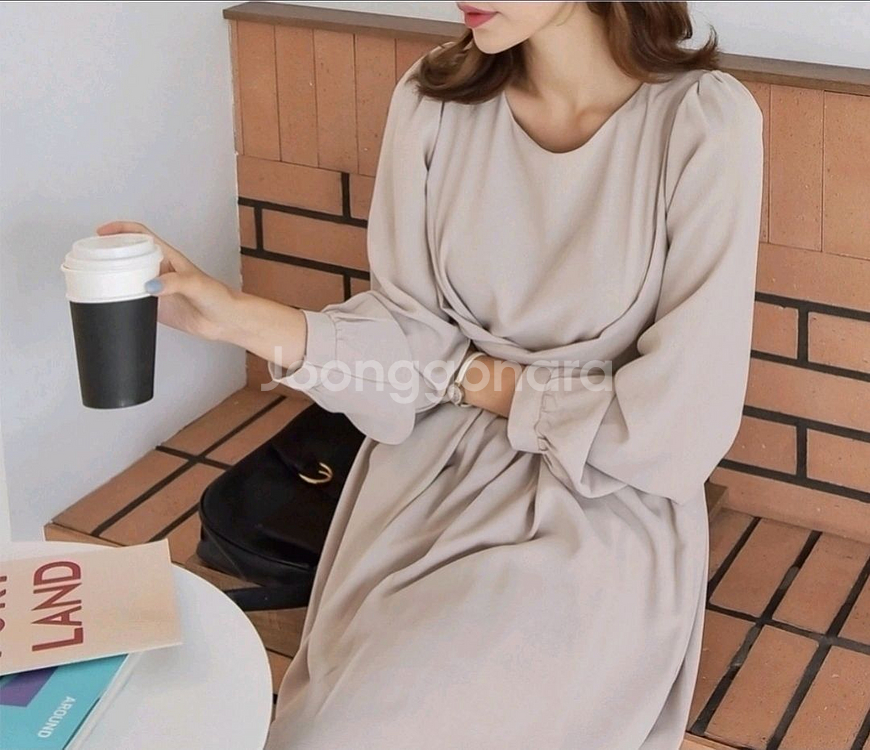 새제품) 허리 랩 쉬폰 원피스 / 랩 리본 롱 원피스--5