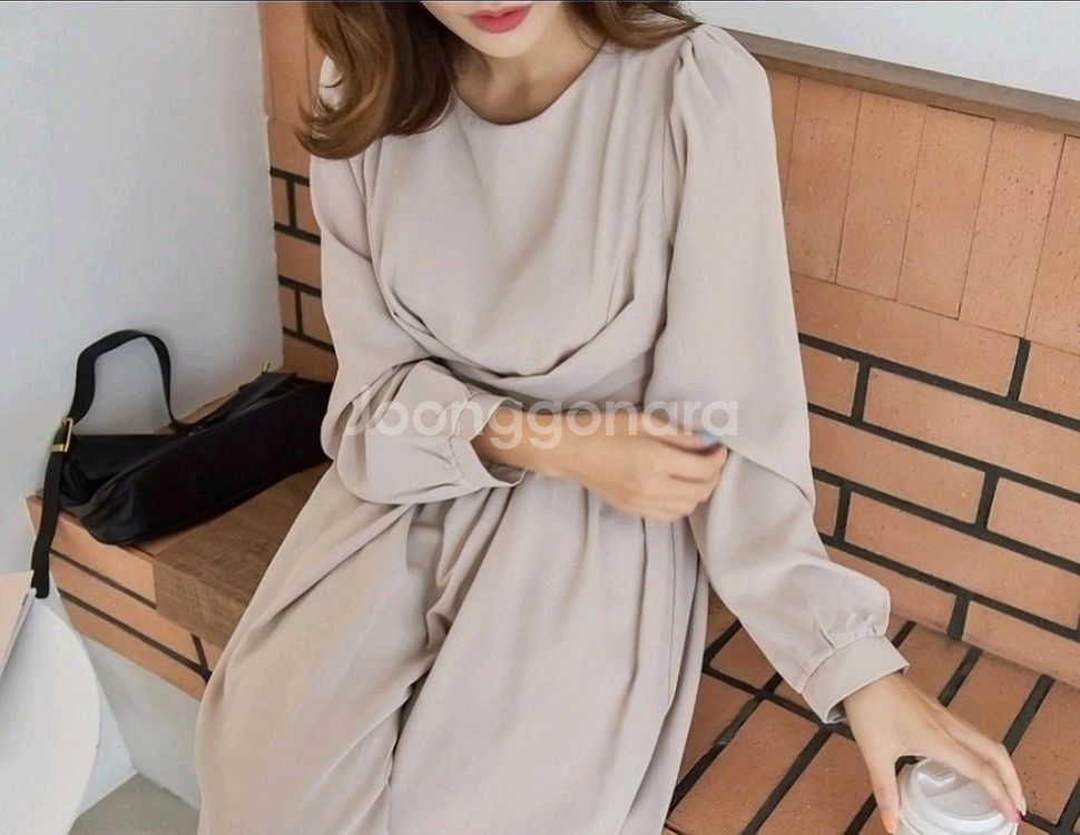 새제품) 허리 랩 쉬폰 원피스 / 랩 리본 롱 원피스--2