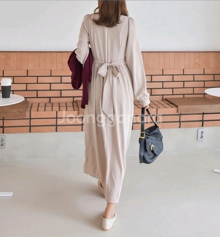 새제품) 허리 랩 쉬폰 원피스 / 랩 리본 롱 원피스--6