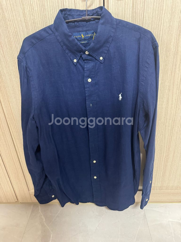 [새상품]폴로 린넨셔츠 긴팔//다크네이비+화이트포니/M--0