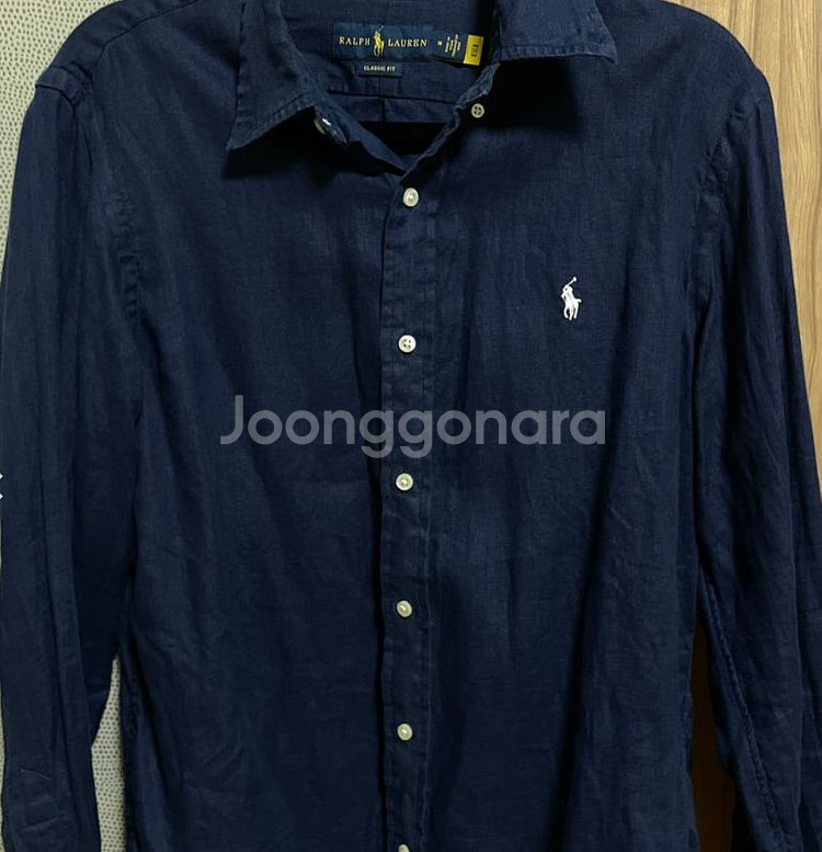 [새상품]폴로 린넨셔츠 긴팔//다크네이비+화이트포니/M--4